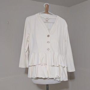 Sundance Boyfriend Cardigan Cream Ruffle NWOT